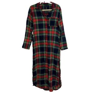 ⭐️ NWOT- Tahari Long Sleeve Collared Plaid Ballet Nightshirt - size Small